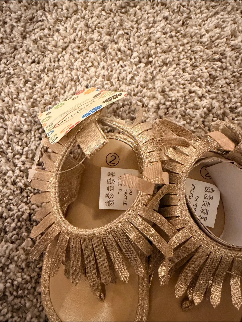 Toddler Glitter Fringe Sandals in Gold